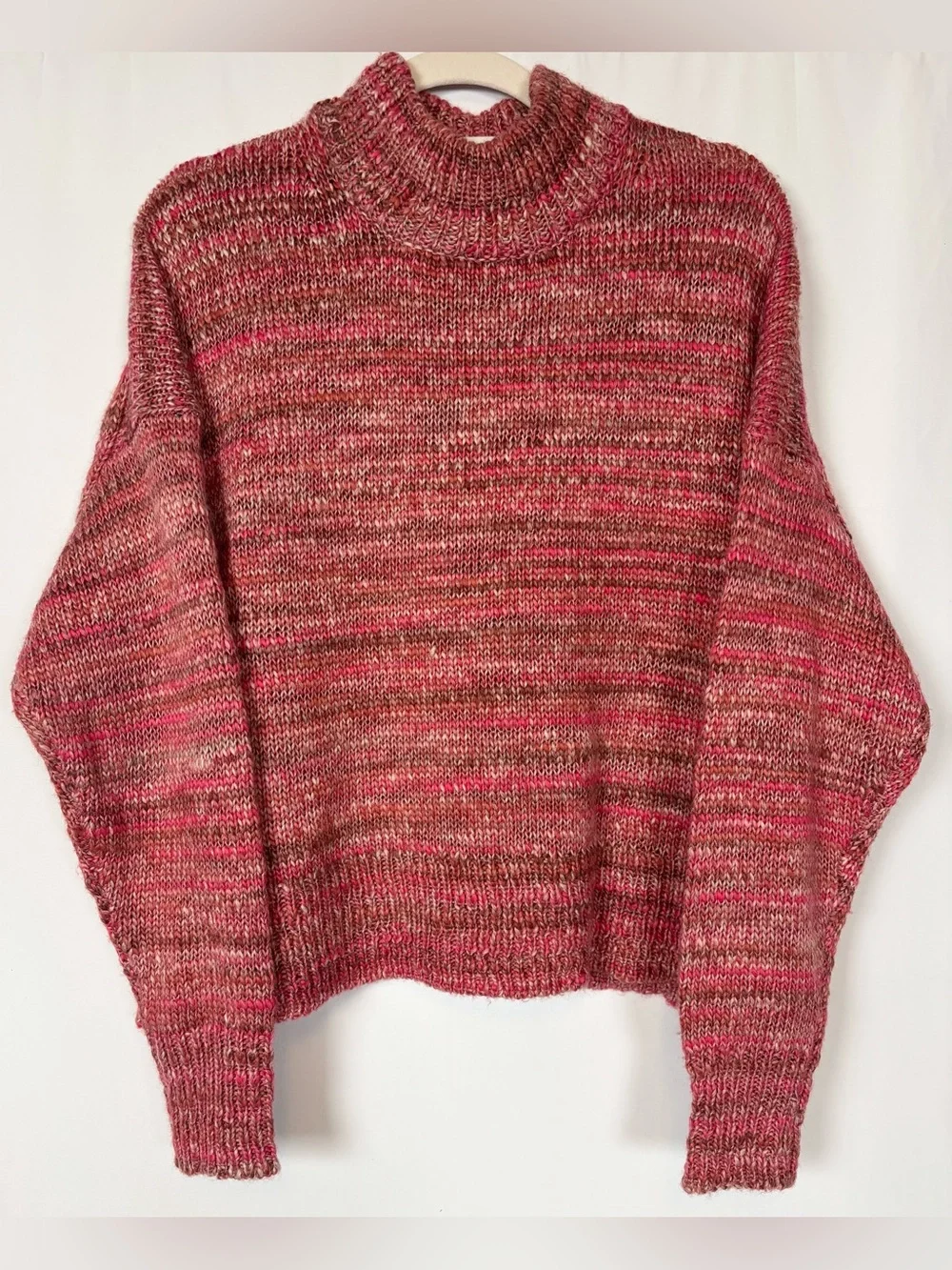 J. Crew Pink Space Dye Wool Blend Mock Neck Sweater